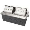 2-Gang Pop-up Rectangular Floor Box with 20A Tamper-Weather Resistant Decorator Receptacle & Triple RJ45 Jacks