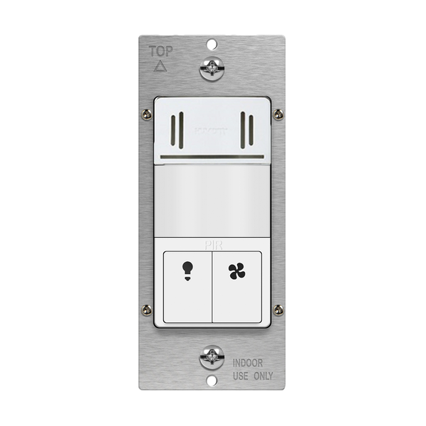 Dual-Load Humidity Sensor and 180° PIR Motion Sensor Wall Switch, Neutral Wire Required, Single Pole