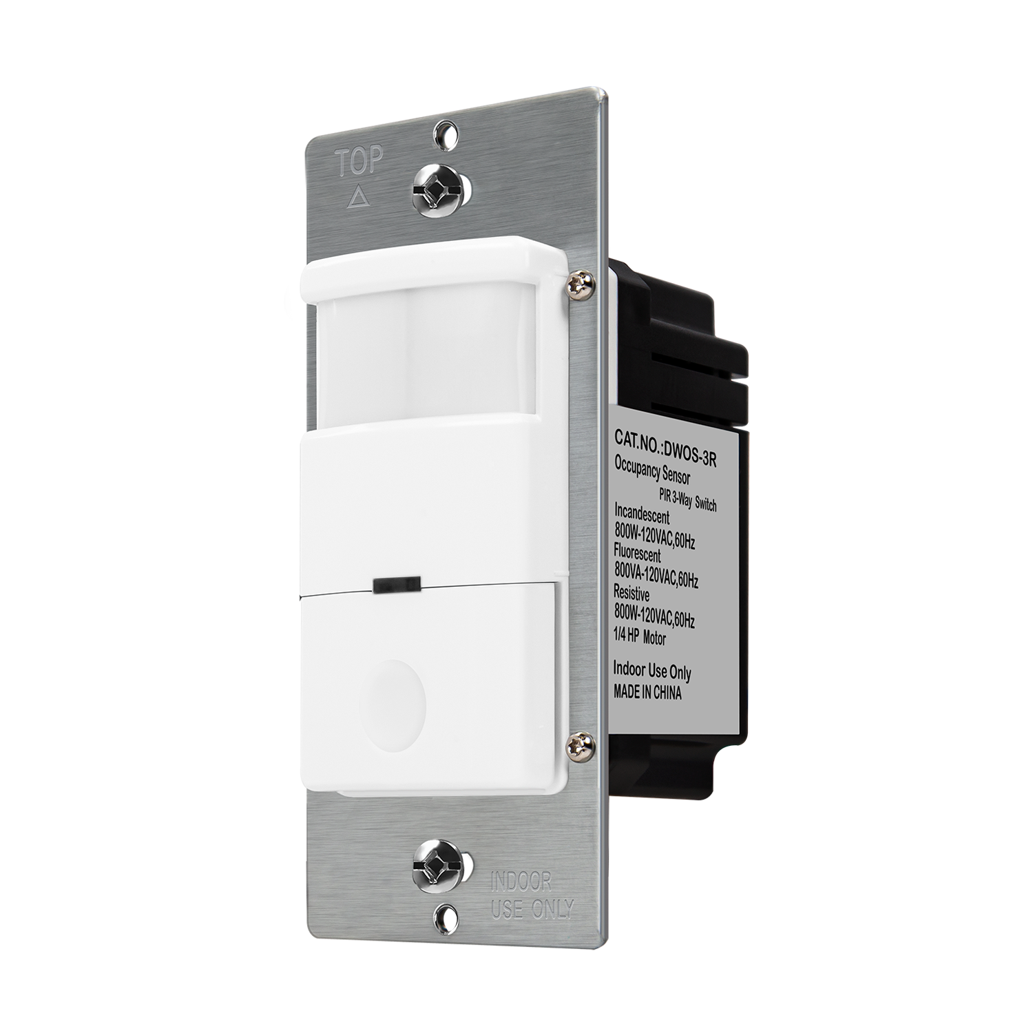 180° PIR Occupancy/Vacancy Motion Sensor Wall Switch, Single Pole or 3-Way