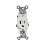 Commercial grade 15A single receptacle 5-15R with tamper-resistant safety shutters