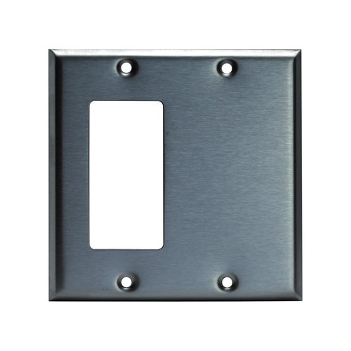2-Gang Combo Wall Plate Blank/Decorator | Standard Size | Stainless Steel | Enerlites 770131