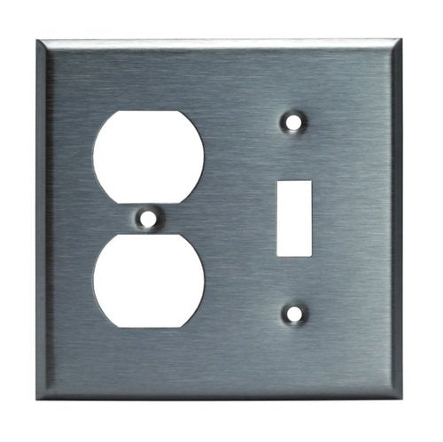 2-Gang Combo Wall Plate | Duplex/Toggle | Stainless Steel