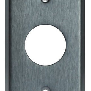 2-Gang Single Receptacle Metal Plate, 1.406" Dia. Hole, Stainless Steel | Commercial Grade