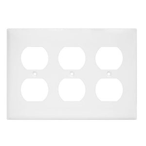 3-Gang Duplex Wall Plate | Mid-Size | White | Residential Grade
