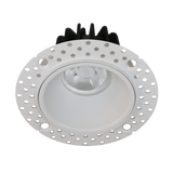 2" round trimless ceiling luminaire in white, clear diffuser, 8W LED