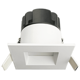 Regulus 2 inch square regressed slim LED downlight in white finish with frosted diffuser