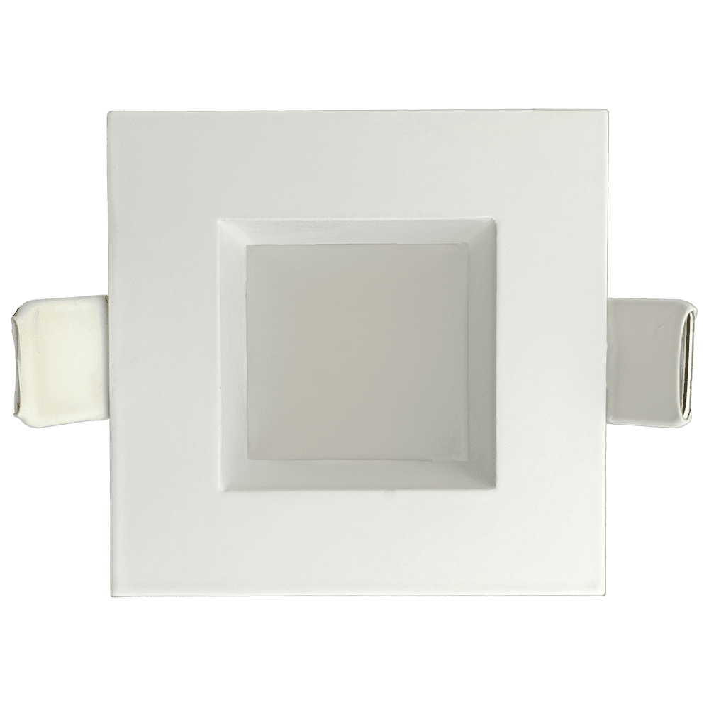 Regulus 2 inch square regressed slim LED downlight in white finish with frosted diffuser