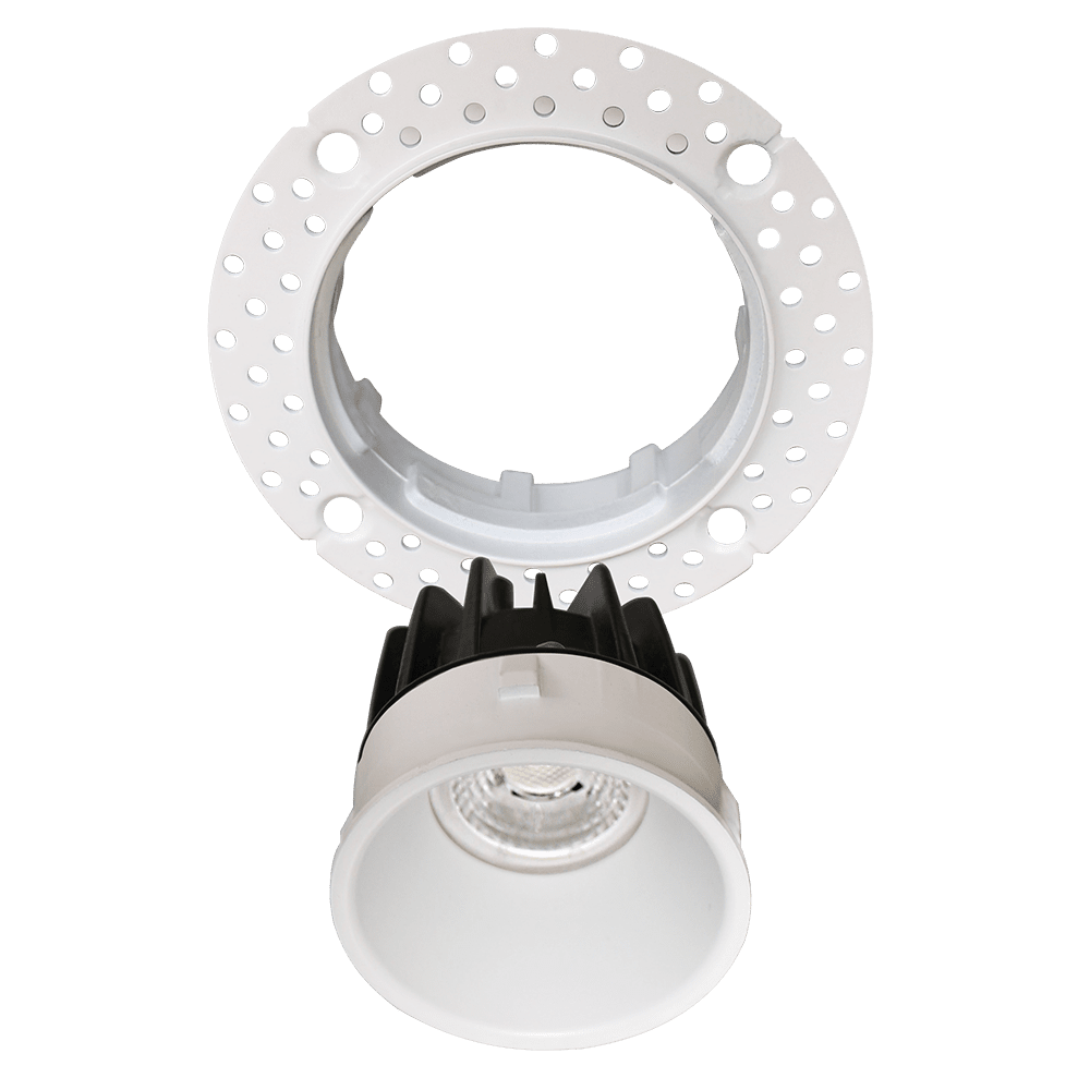 2" round trimless ceiling luminaire in white, clear diffuser, 8W LED