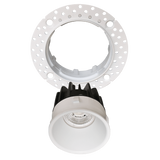2" round trimless ceiling luminaire in white, clear diffuser, 8W LED