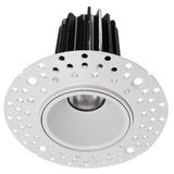 Compact 1-inch round trimless ceiling luminaire in white, clear diffuser, 7W LED