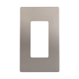 Elite Series 1-gang screwless decorator wall plate with snap-on design, modern white finish, fits standard Decora switches and outlets