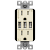 15 Amp Tamper-Resistant Decorator Receptacle with Triple USB Type-A Charger 5.8A | White