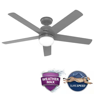 52 Inch Anorak Outdoor Ceiling Fan With LED Light | 5 Grey Blades | 3 Speed | Hunter 50290