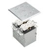 2-Gang Floor Box with Flip Lid Cover and Dual 20 Amp Duplex Tamper & Weather Resistant Receptacle