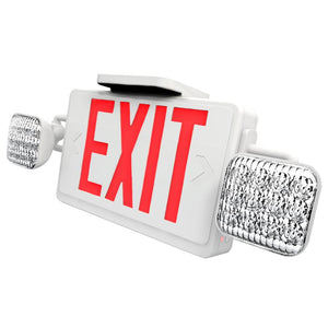 White LED Combo Exit Sign with Red Letters - White Housing