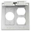 2 Gang Vertical 1 Single Receptacle, 1 Duplex Recetacle Metal Cover