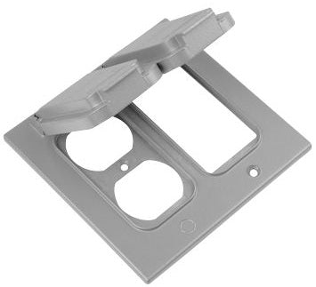 2 Gang Vertical 1 GFCI, 1 Duplex Metal Cover