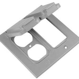 2 Gang Vertical 1 GFCI, 1 Duplex Receptacle Metal Cover - Available at Electrical Marketplace